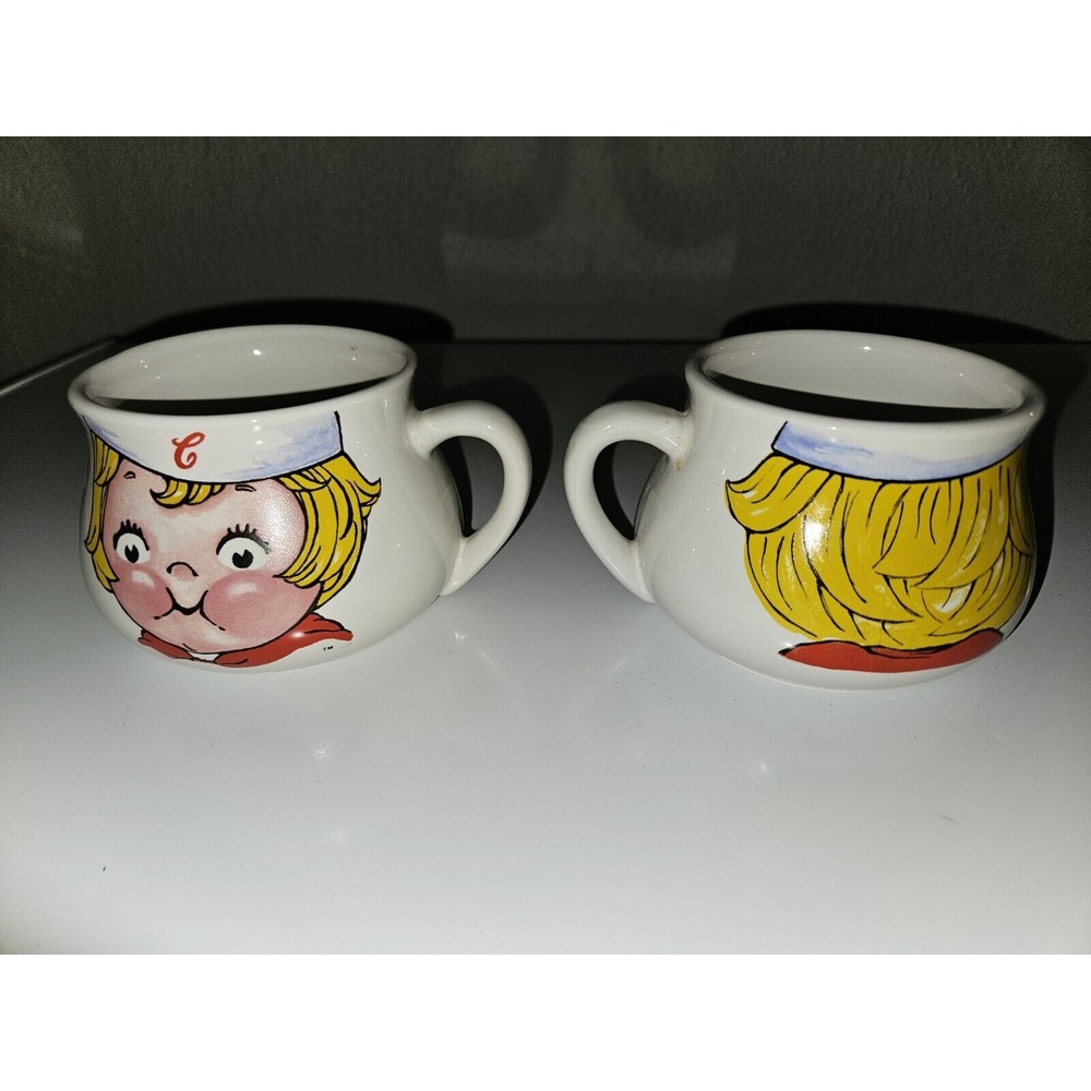 Vintage Campbell's kids Soup Mug 2000 Houston Harvest Products Set of 2, 3" Tall